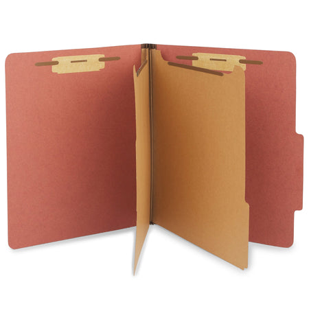 Staples® Recycled Pressboard Classification Folder, 2-Dividers, 2 1/2" Expansion, Letter Size, Brick Red, 20/Box