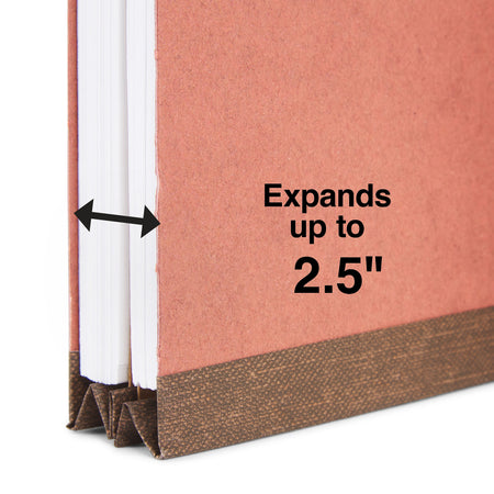 Staples® Recycled Pressboard Classification Folder, 2-Dividers, 2 1/2" Expansion, Letter Size, Brick Red, 20/Box