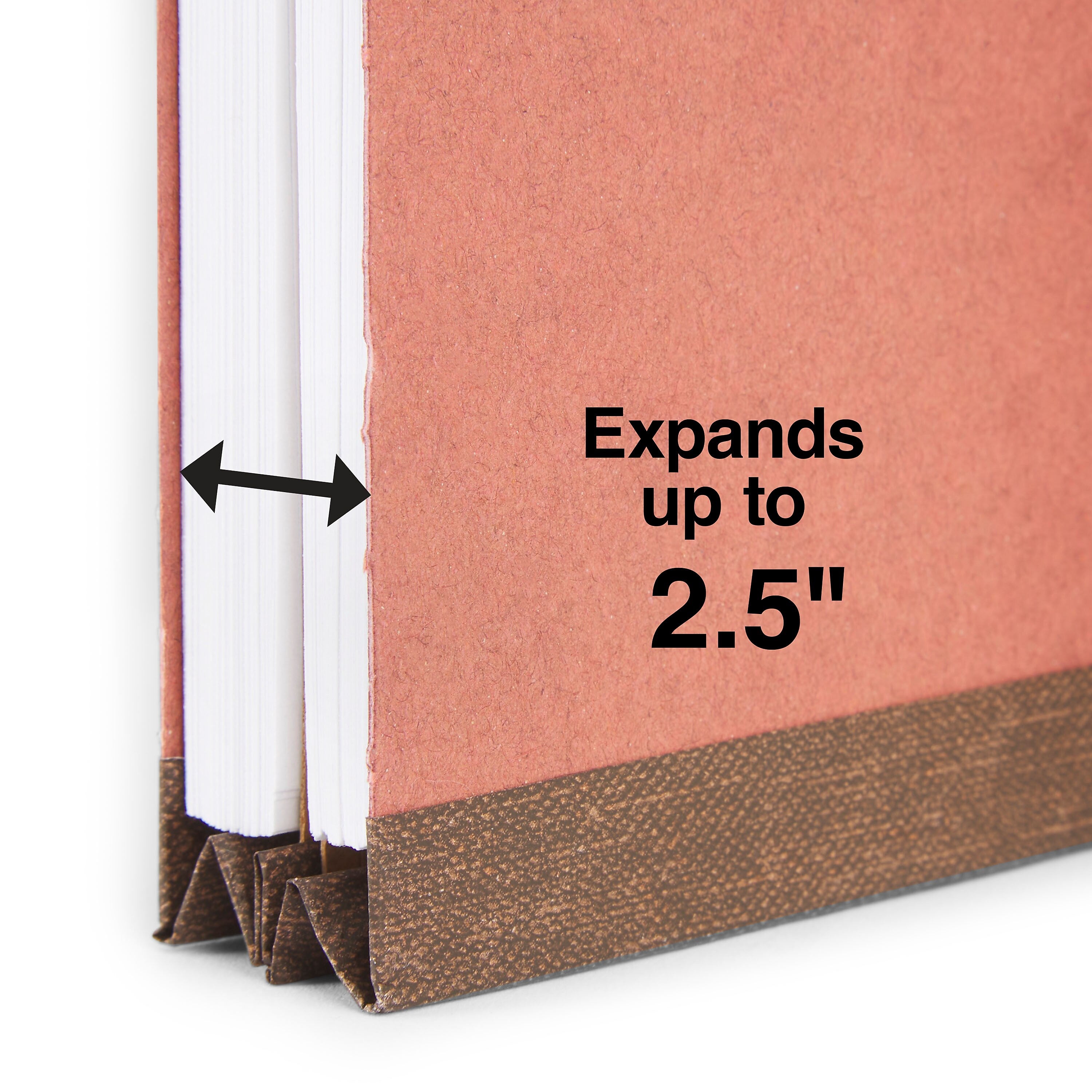 Staples® Recycled Pressboard Classification Folder, 2-Dividers, 2 1/2" Expansion, Letter Size, Brick Red, 20/Box