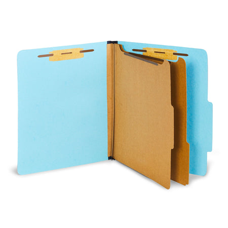 Staples® Recycled Pressboard Classification Folder, 2-Dividers, 2 1/2" Expansion, Letter Size, Light Blue, 20/Box