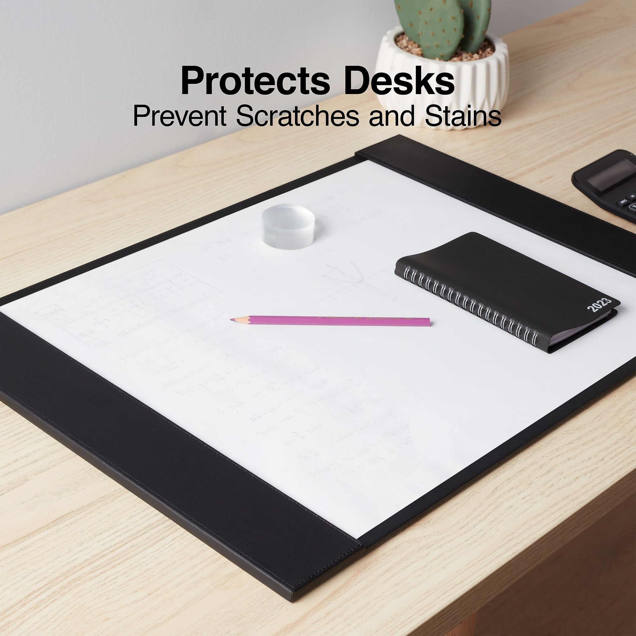 Staples Refillable Faux leather Desk Pad with Side Rail, 24