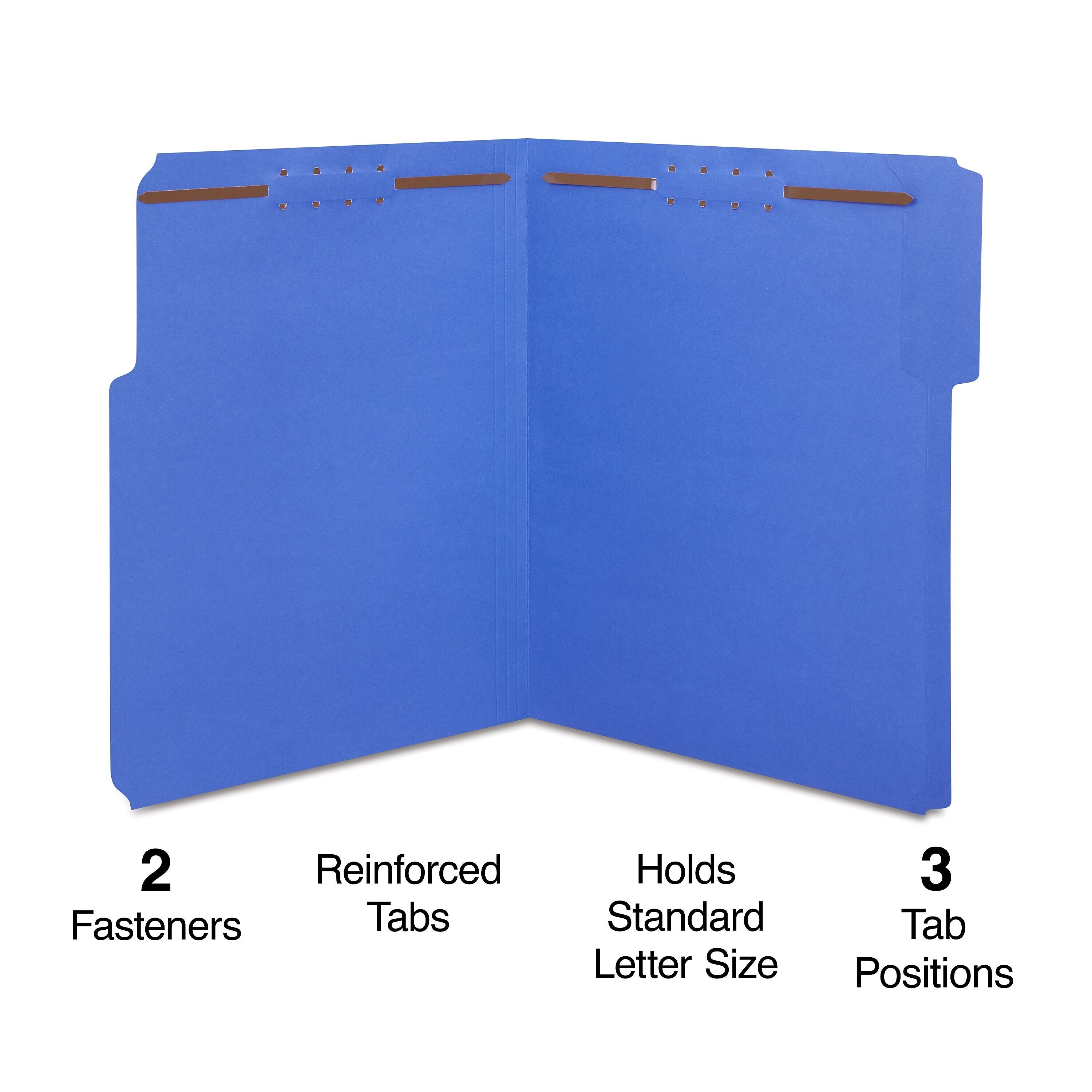 Staples® Reinforced Classification Folder, 2" Expansion, Letter Size, Blue, 50/Box