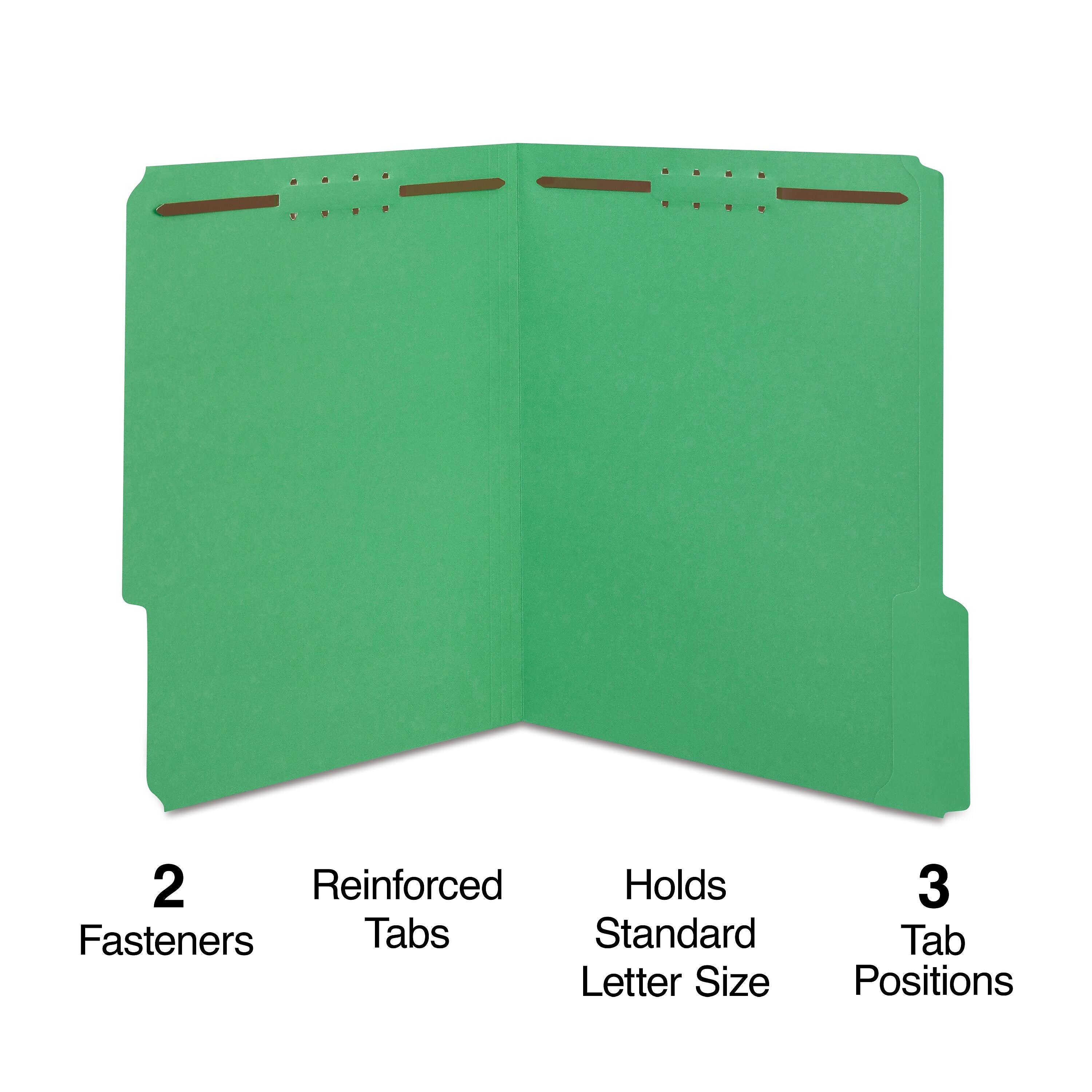 Staples® Reinforced Classification Folder, 2" Expansion, Letter Size, Green, 50/Box