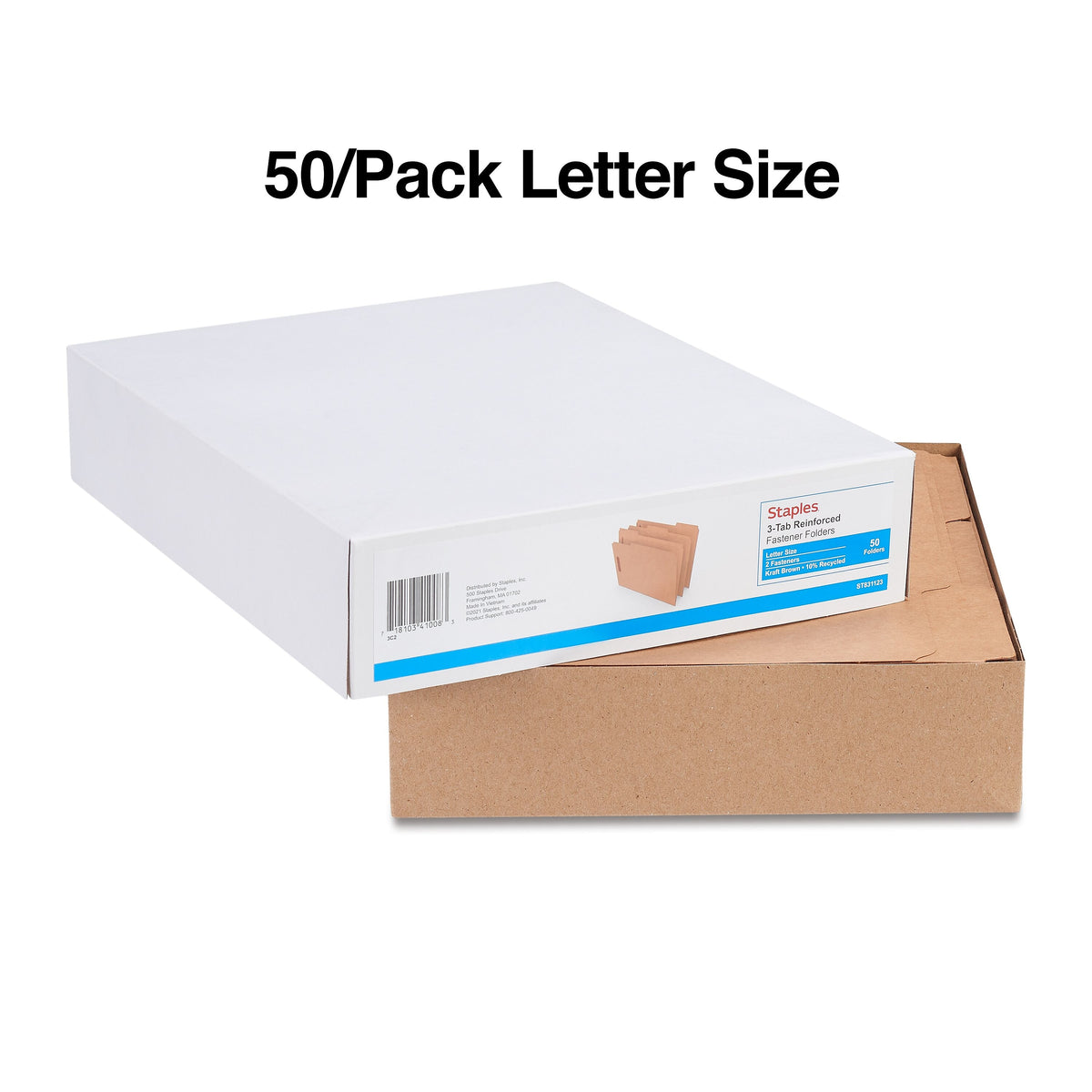 Staples® Reinforced Classification Folder, 2" Expansion, Letter Size, Kraft, 50/Box