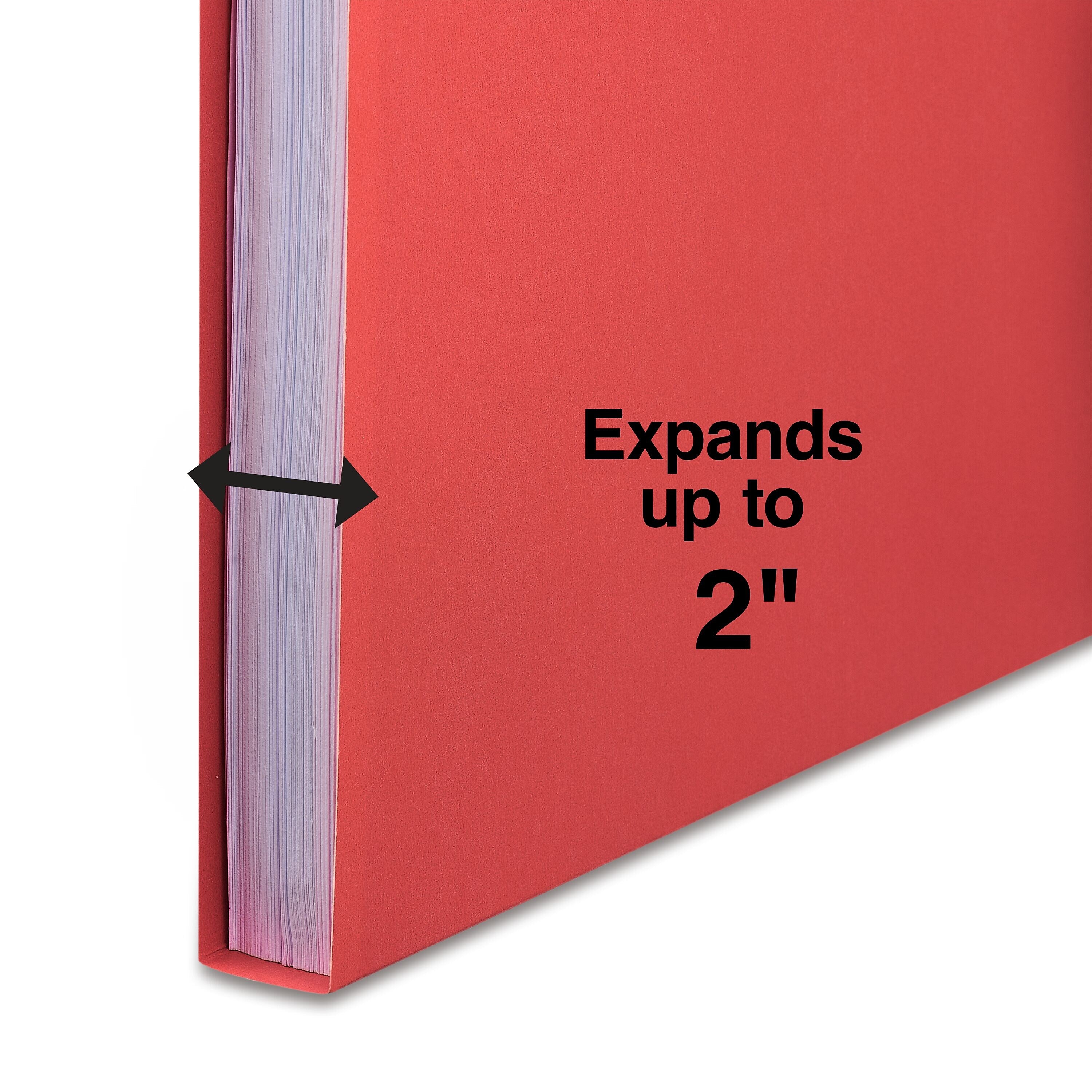 Staples® Reinforced Classification Folder, 2" Expansion, Letter Size, Red, 50/Box