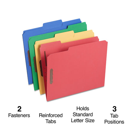 Staples Reinforced Classification Folders, 2" Expansion, Letter Size, Blue/Red/Green/Yellow, 50/Box