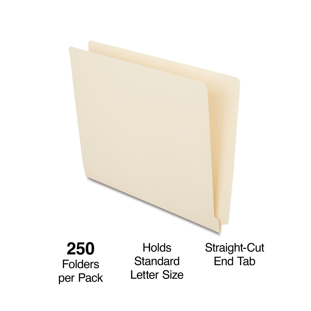 Staples Reinforced End-Tab File Folders, Letter Size, Manilla, 250/Box