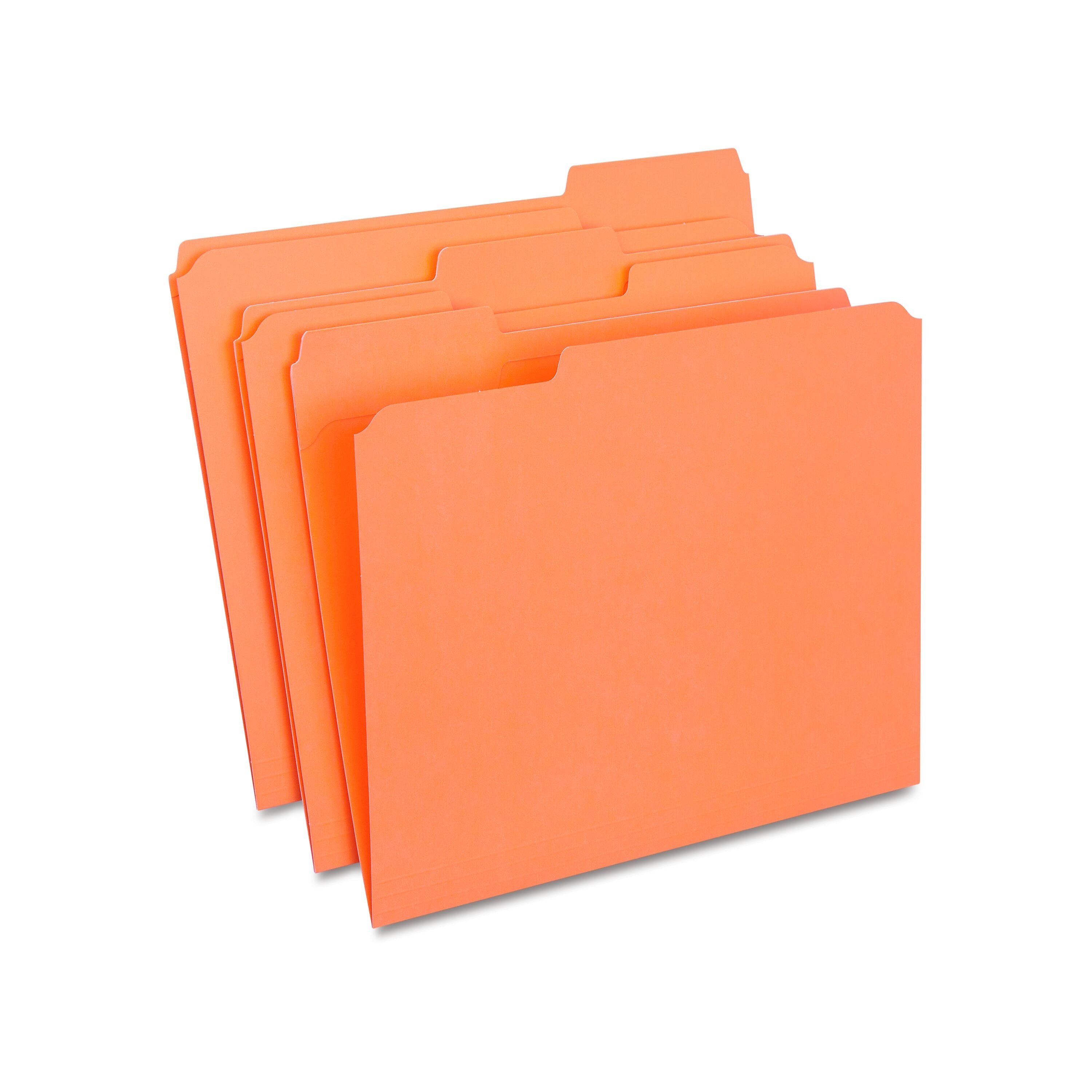 Staples Reinforced File Folder, 1/3-Cut Tab, Letter Size, Orange, 100/Box