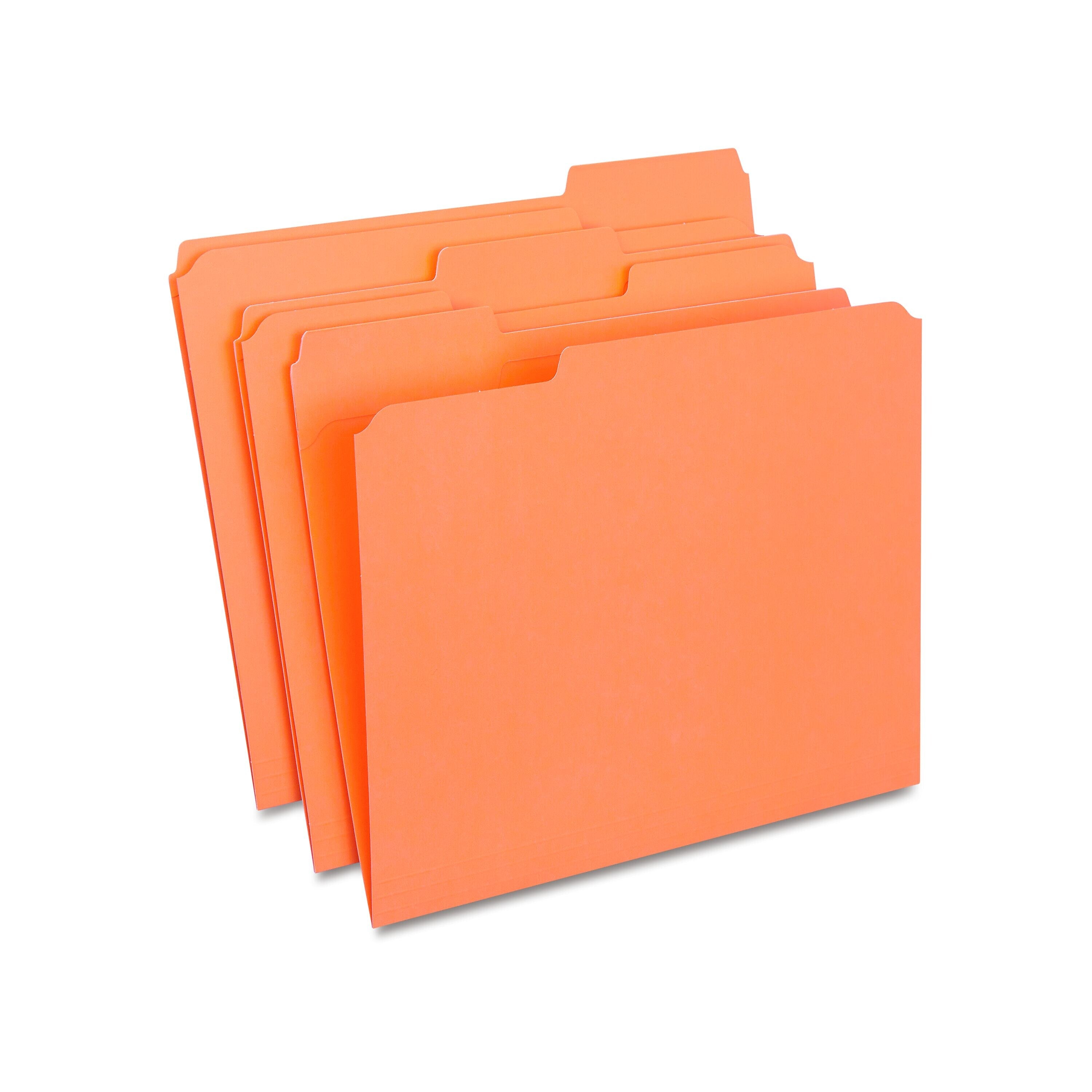 Staples Reinforced File Folder, 1/3-Cut Tab, Letter Size, Orange, 100/Box