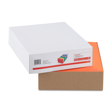 Staples® Reinforced File Folders, 1/3-Cut Tab, Letter Size, 100/Box