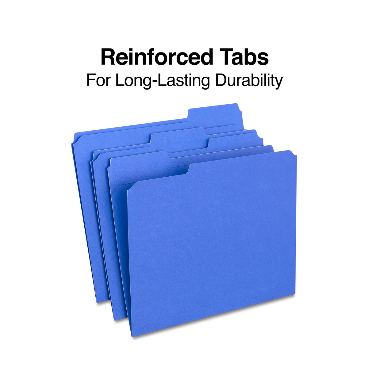 Staples Reinforced File Folders, 1/3-Cut Tab, Letter Size, Blue, 100/Box