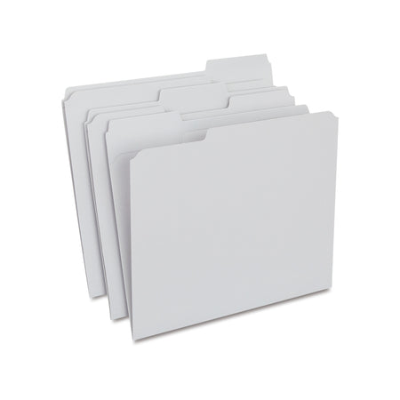 Staples Reinforced File Folders, 1/3-Cut Tab, Letter Size, Gray, 100/Box