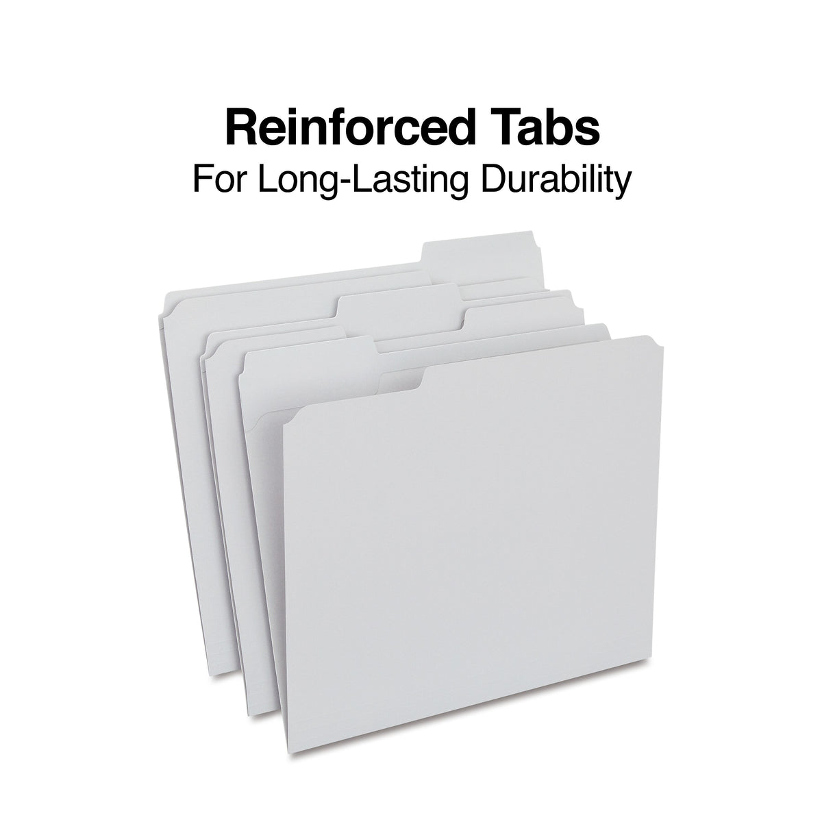 Staples Reinforced File Folders, 1/3-Cut Tab, Letter Size, Gray, 100/Box