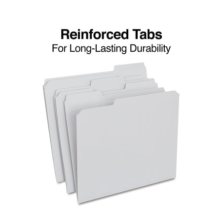 Staples® Reinforced File Folders, 1/3-Cut Tab, Letter Size, Gray, 100/Box