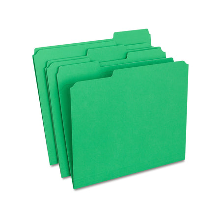 Staples Reinforced File Folders, 1/3-Cut Tab, Letter Size, Green, 100/Box