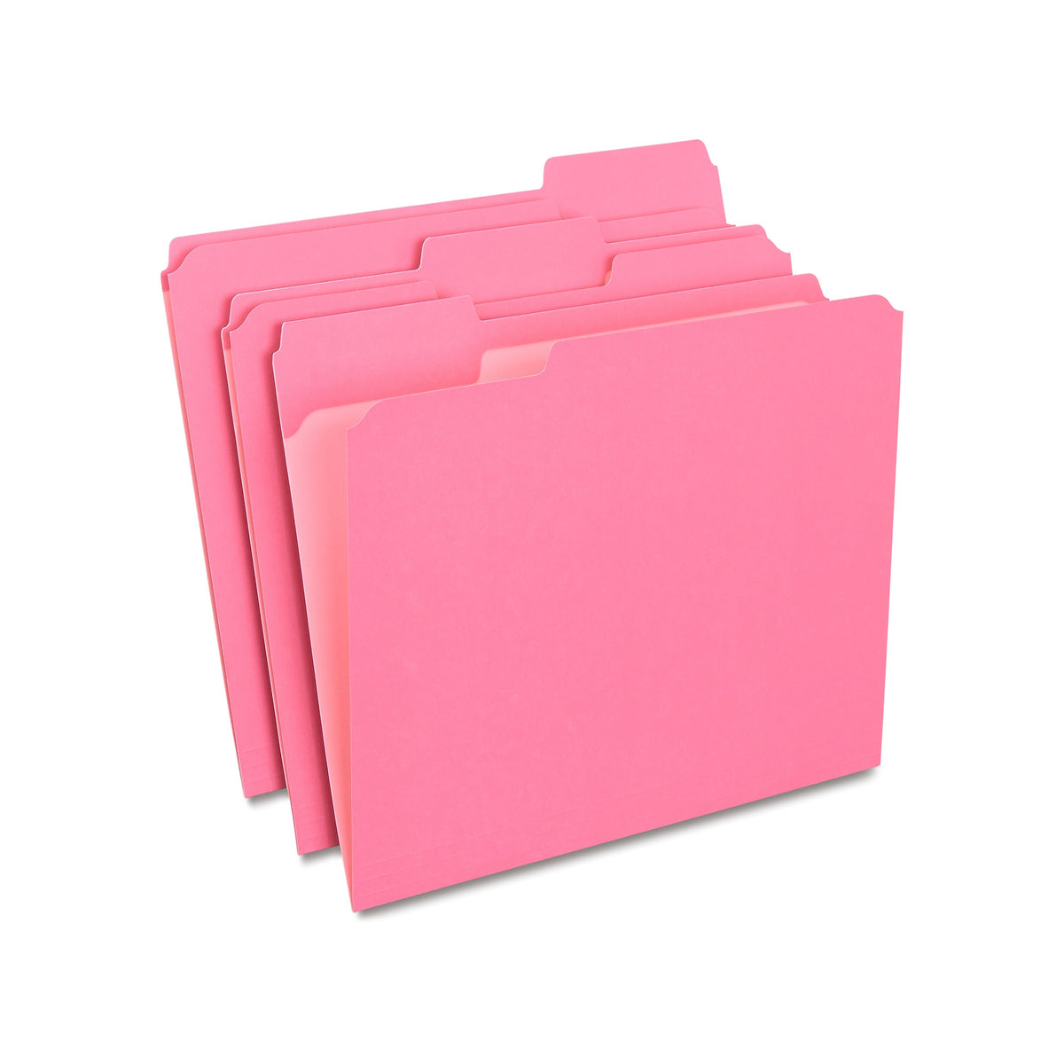 Staples Reinforced File Folders, 1/3-Cut Tab, Letter Size, Pink, 100/Box