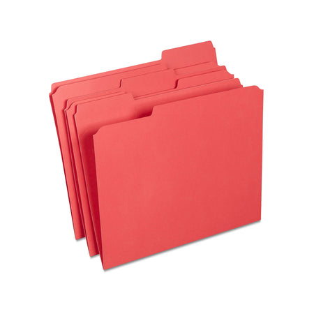 Staples Reinforced File Folders, 1/3-Cut Tab, Letter Size, Red, 100/Box