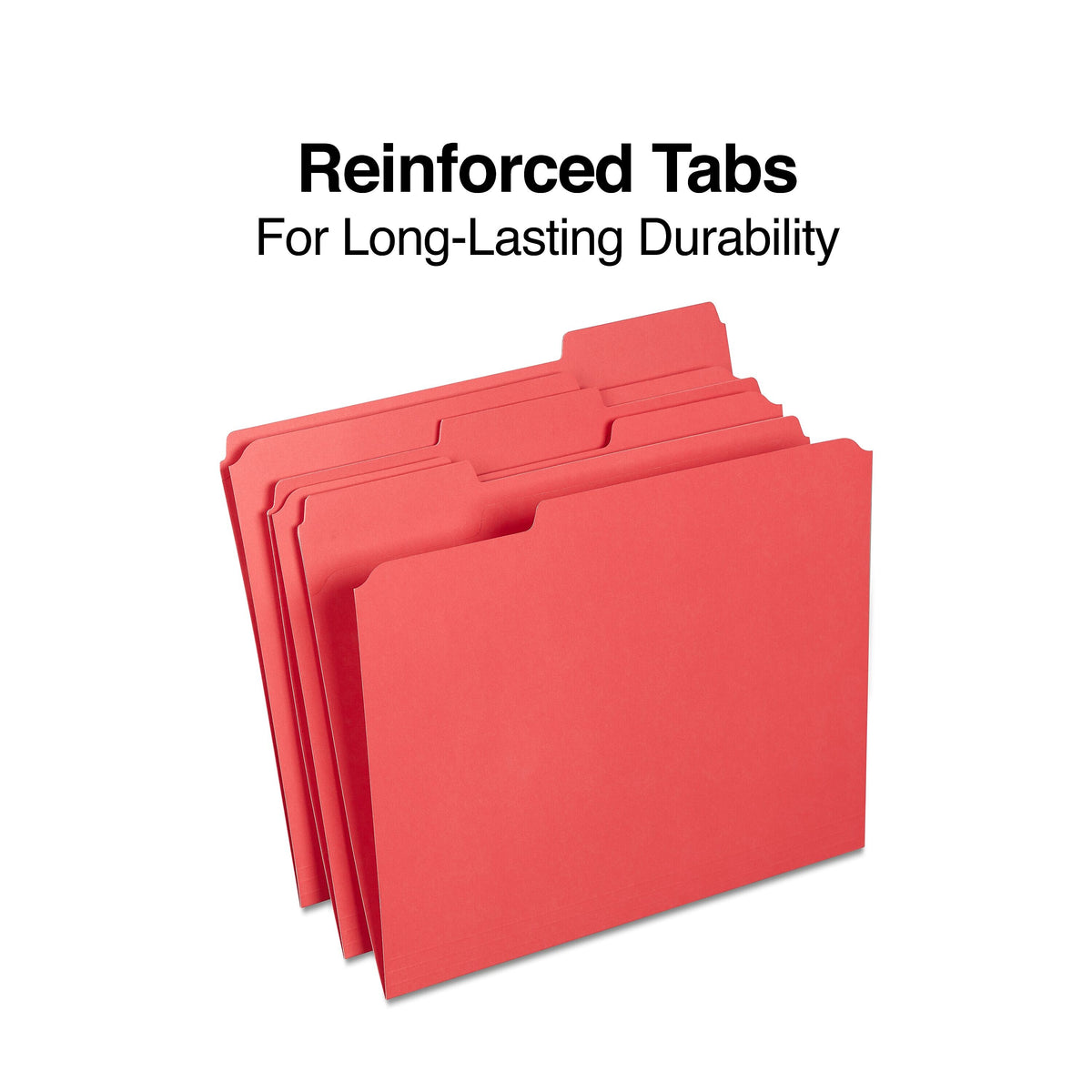 Staples Reinforced File Folders, 1/3-Cut Tab, Letter Size, Red, 100/Box