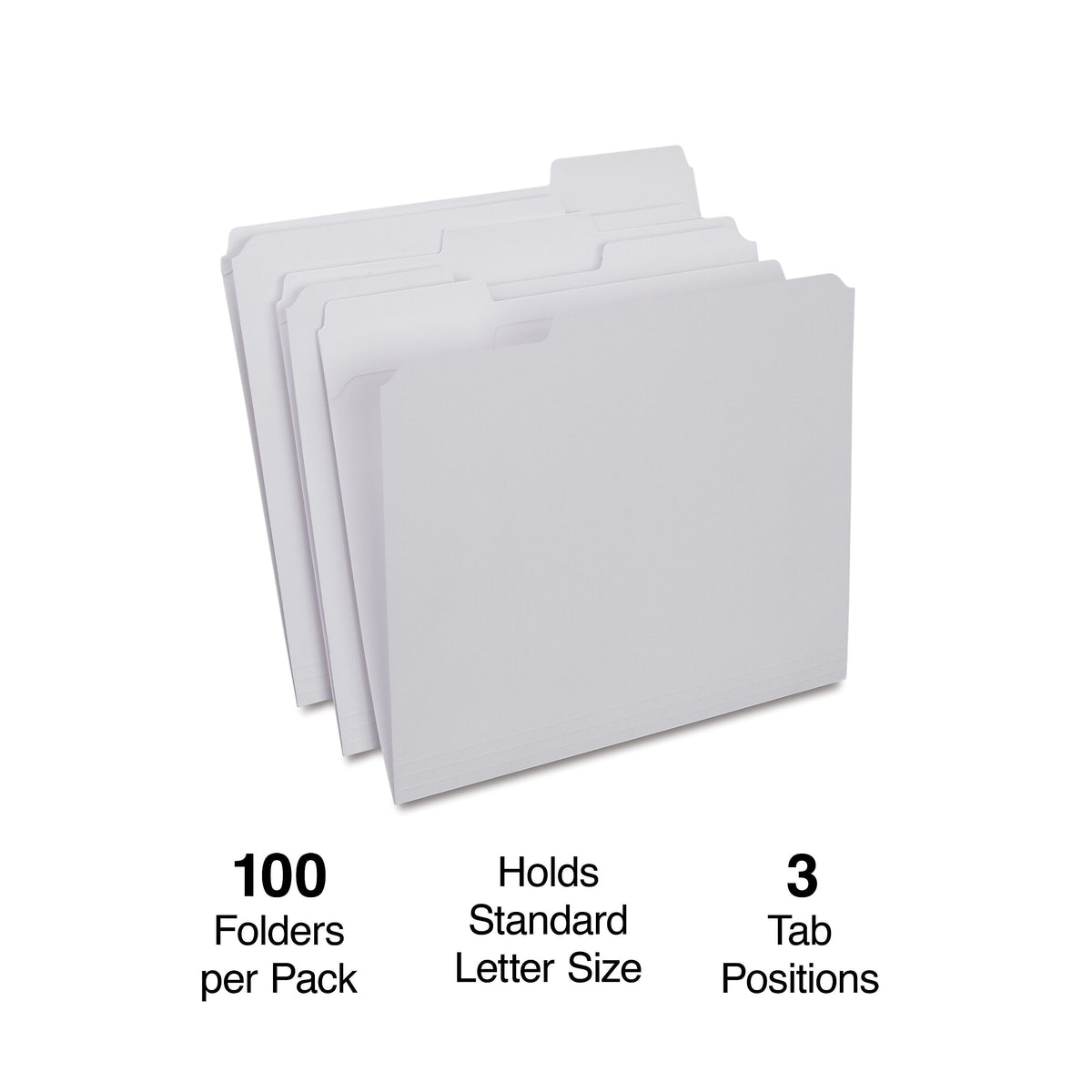 Staples Reinforced File Folders, 1/3-Cut Tab, Letter Size, White, 100/Box