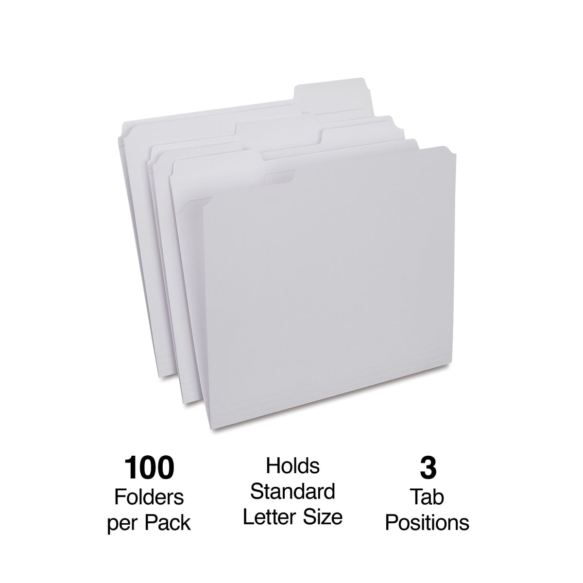 Staples Reinforced File Folders, 1/3-Cut Tab, Letter Size, White, 100/Box