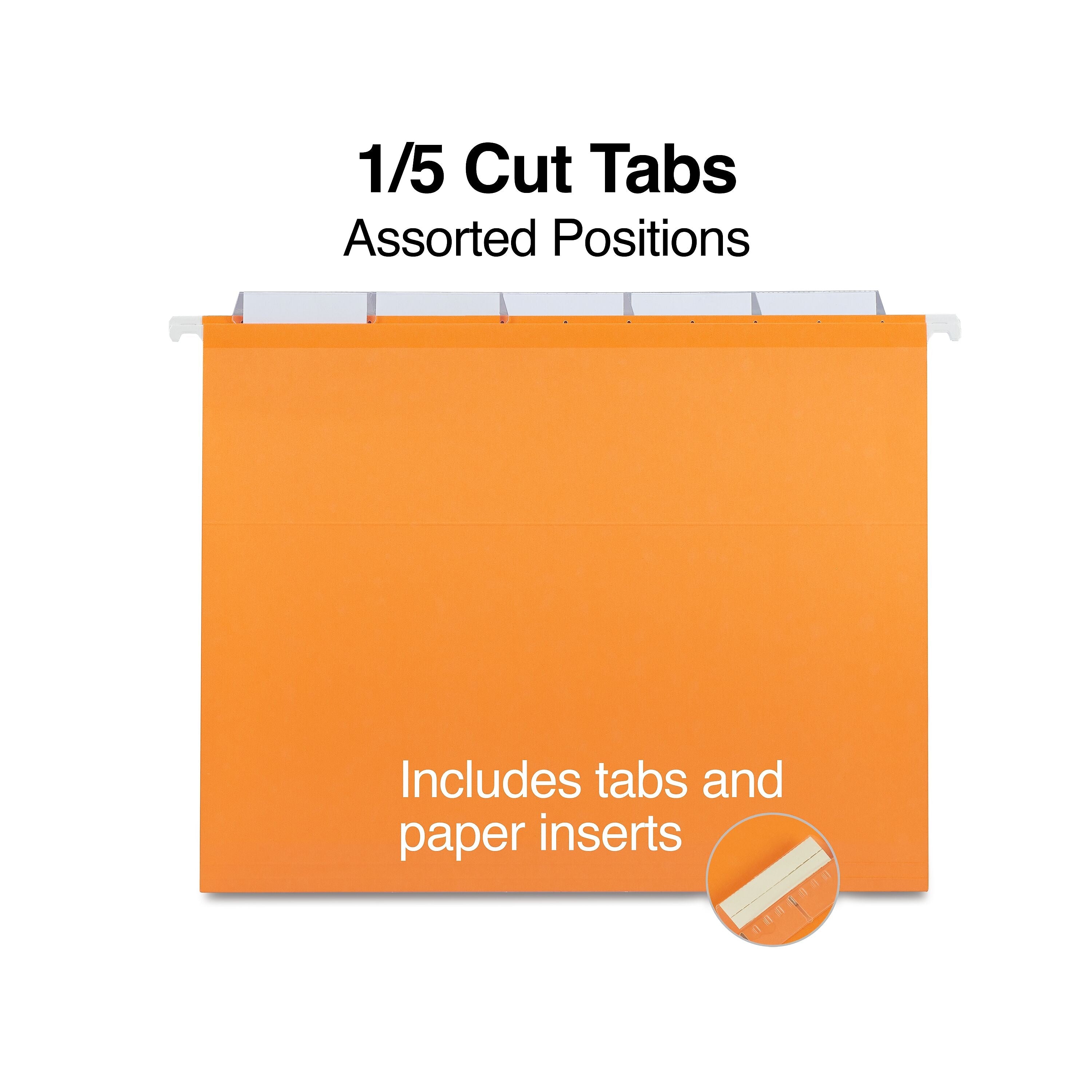Staples Reinforced Hanging File Folders, 1/5-Cut Tab, Letter Size, Assorted Colors, 25/Box
