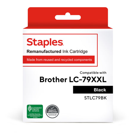 Staples Remanufactured Black Extra High Yield Ink Cartridge Replacement for Brother LC79BK