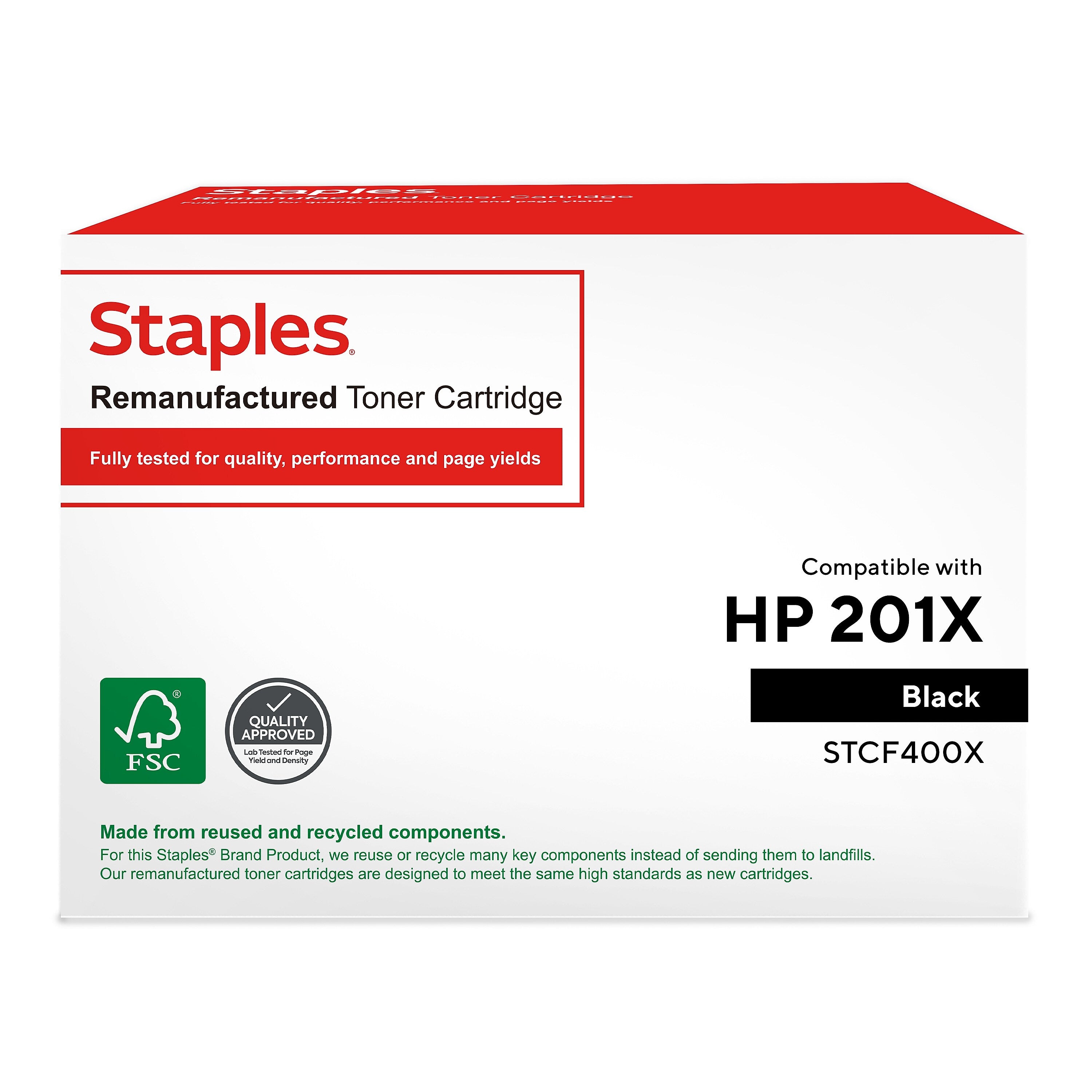 Staples Remanufactured Black High Yield Toner Cartridge Replacement for HP 201X