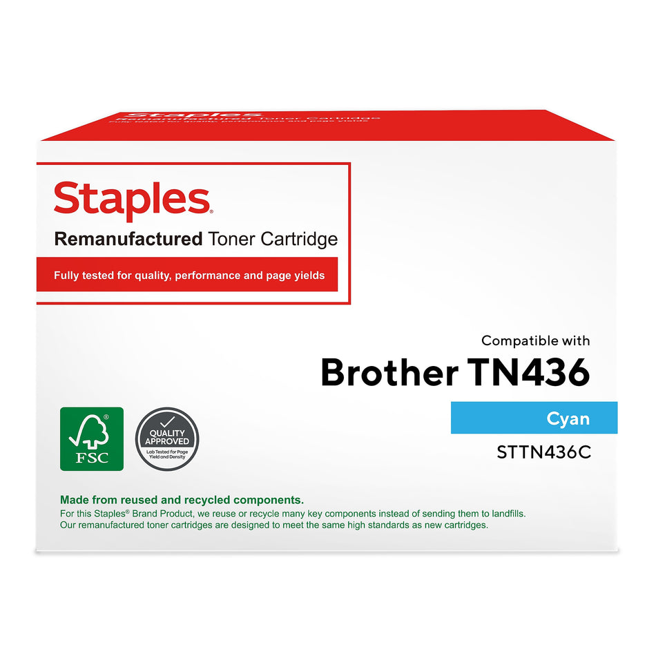 Staples Remanufactured Cyan Extra High Yield Toner Cartridge Replacement for Brother