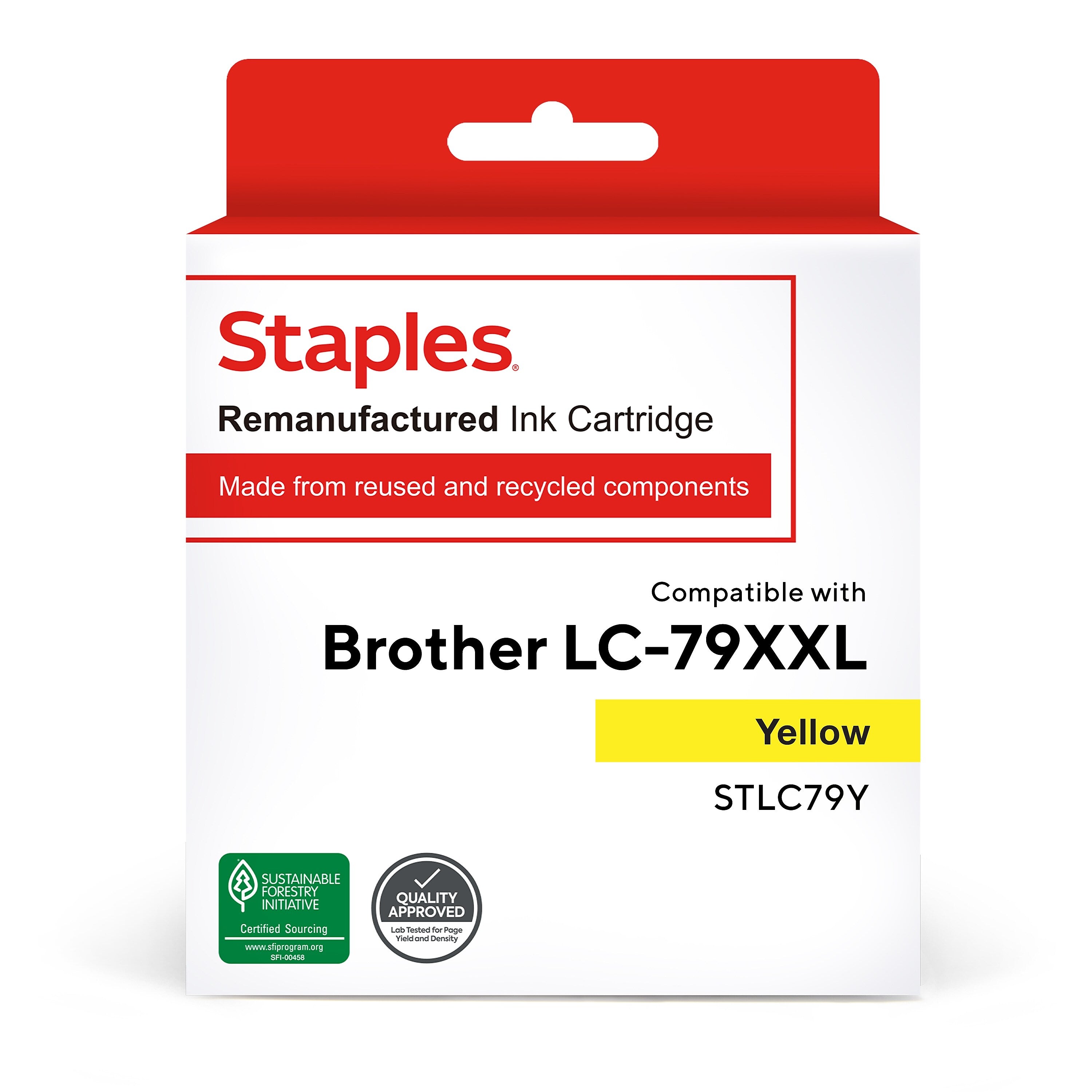 Staples Remanufactured Yellow Extra High Yield Ink Cartridge Replacement for Brother LC79Y