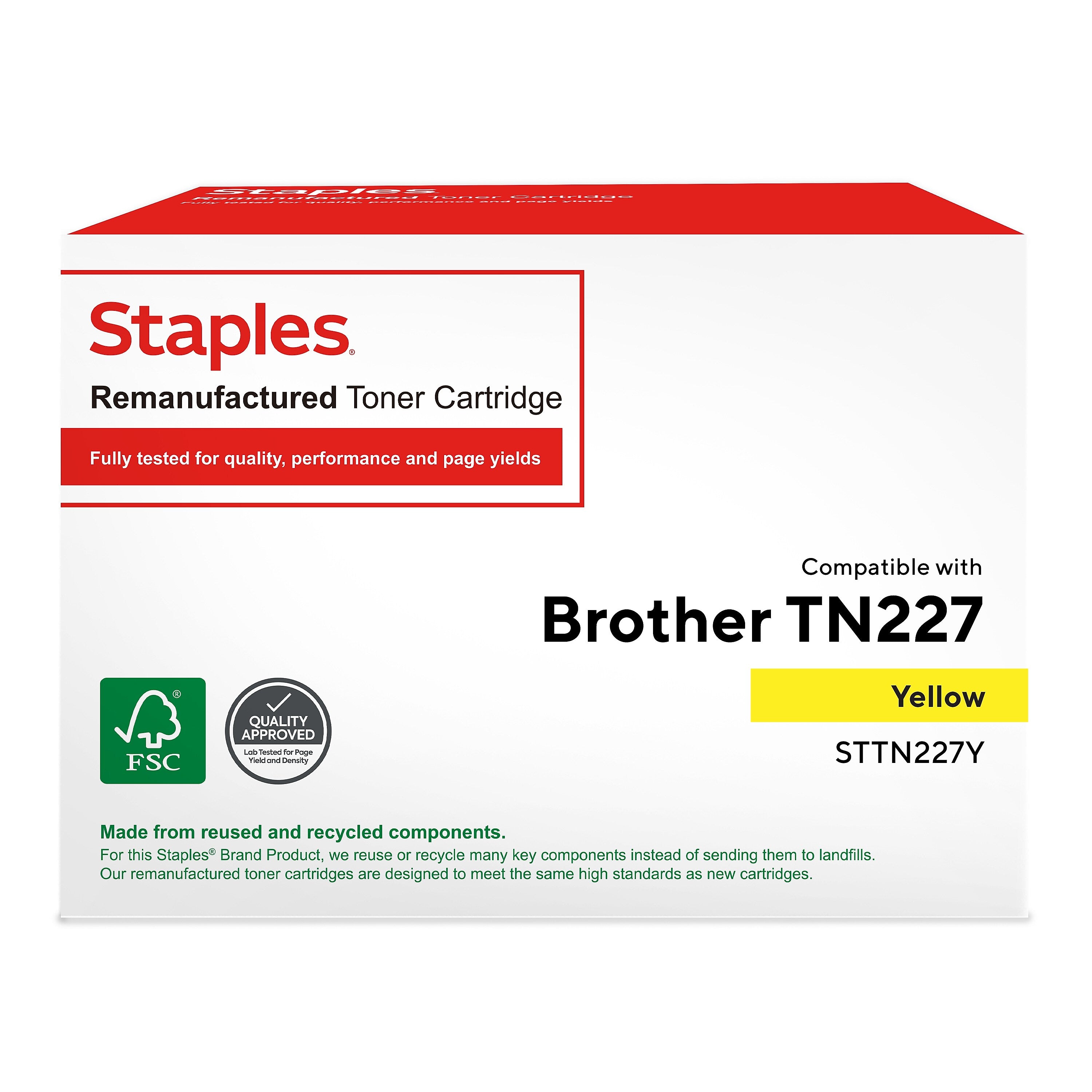 Staples Remanufactured Yellow High Yield Toner Cartridge Replacement for Brother