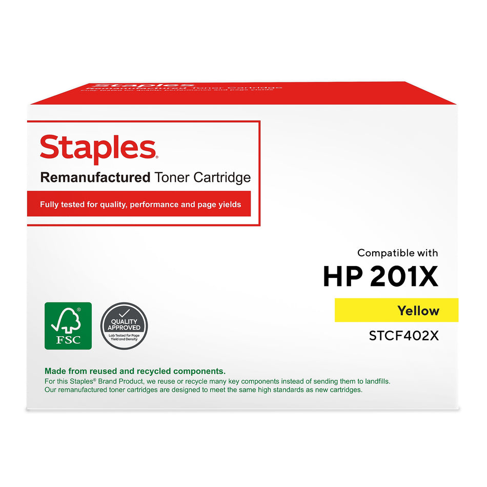 Staples Remanufactured Yellow High Yield Toner Cartridge Replacement for HP 201X