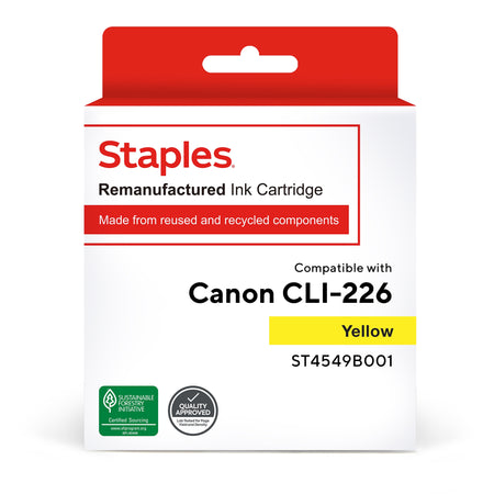 Staples Remanufactured Yellow Standard Yield Ink Cartridge Replacement for Canon CLI-226Y