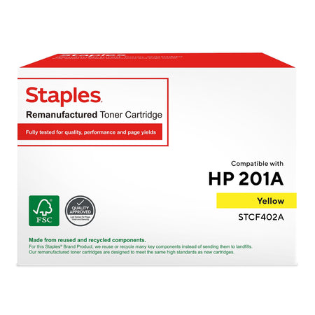 Staples Remanufactured Yellow Standard Yield Toner Cartridge Replacement for HP 201A