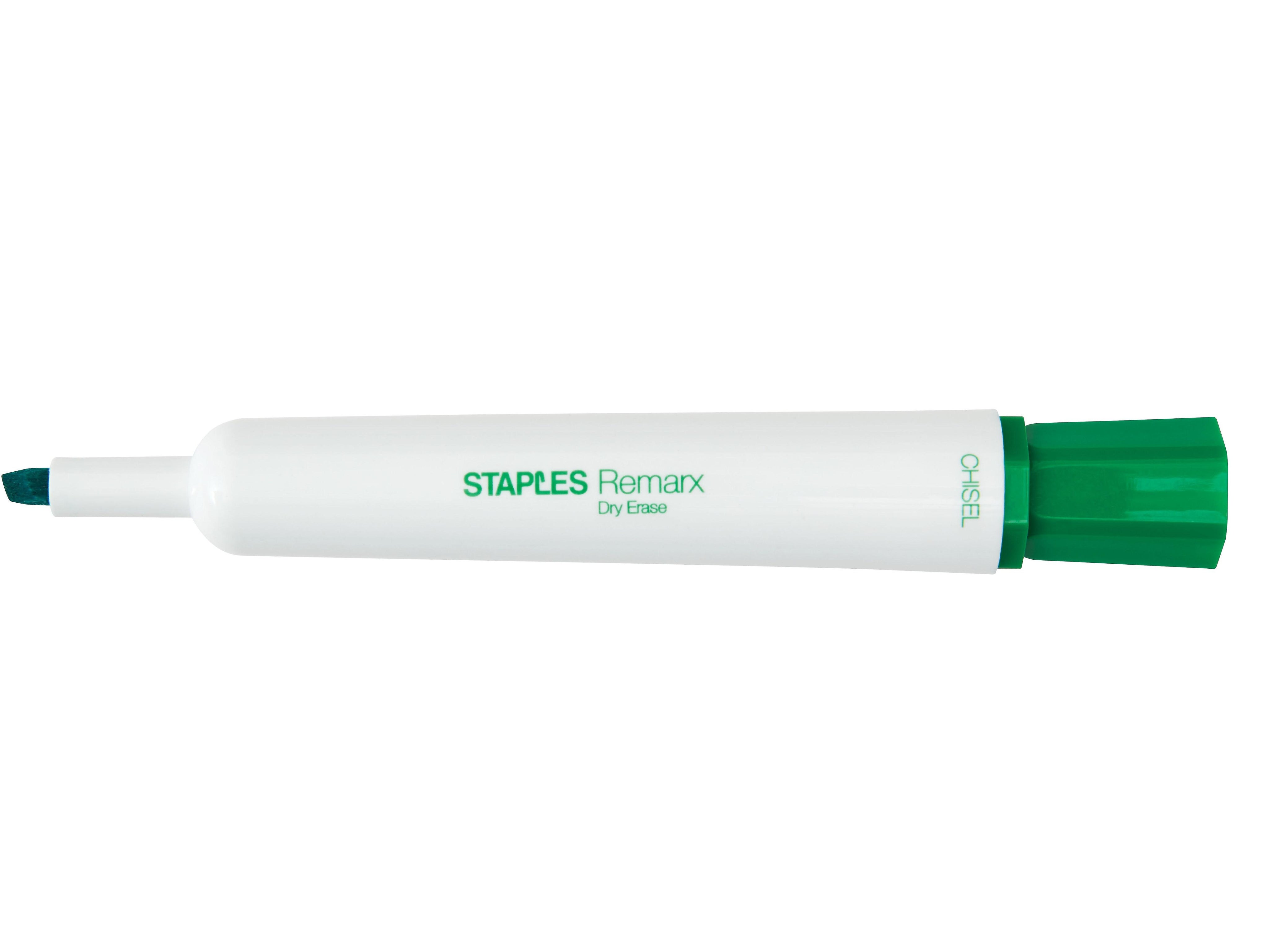 Staples Remarx Dry Erase Markers, Broad Point, Green, 12/Pack