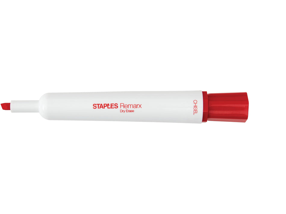 Staples Remarx Dry Erase Markers, Broad Point, Red, 12/Pack