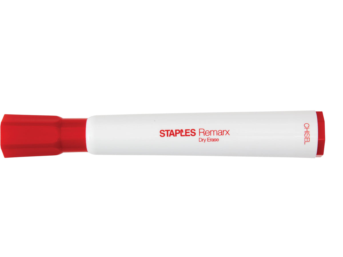 Staples Remarx Dry Erase Markers, Broad Point, Red, 12/Pack