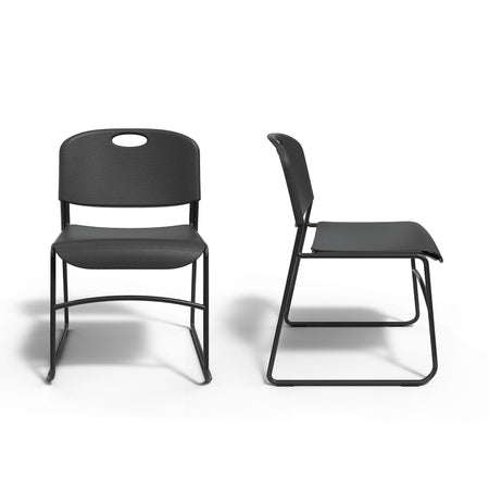 Staples Resin Stacking Chair, Black, 4/Pack