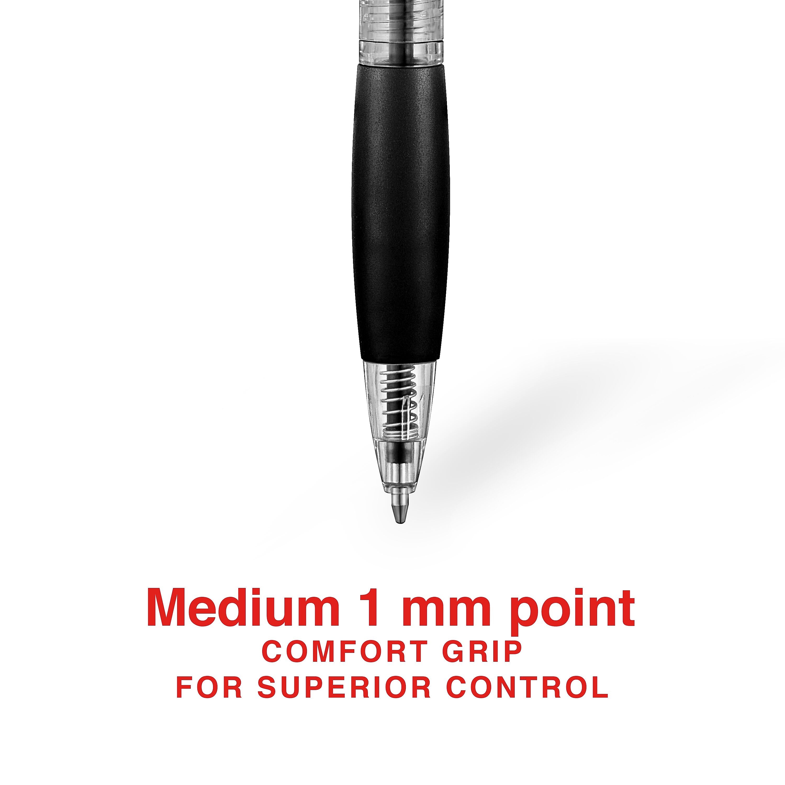 Staples® Retractable Ballpoint Pen, Medium Point, 1.0mm, Black Ink, Dozen