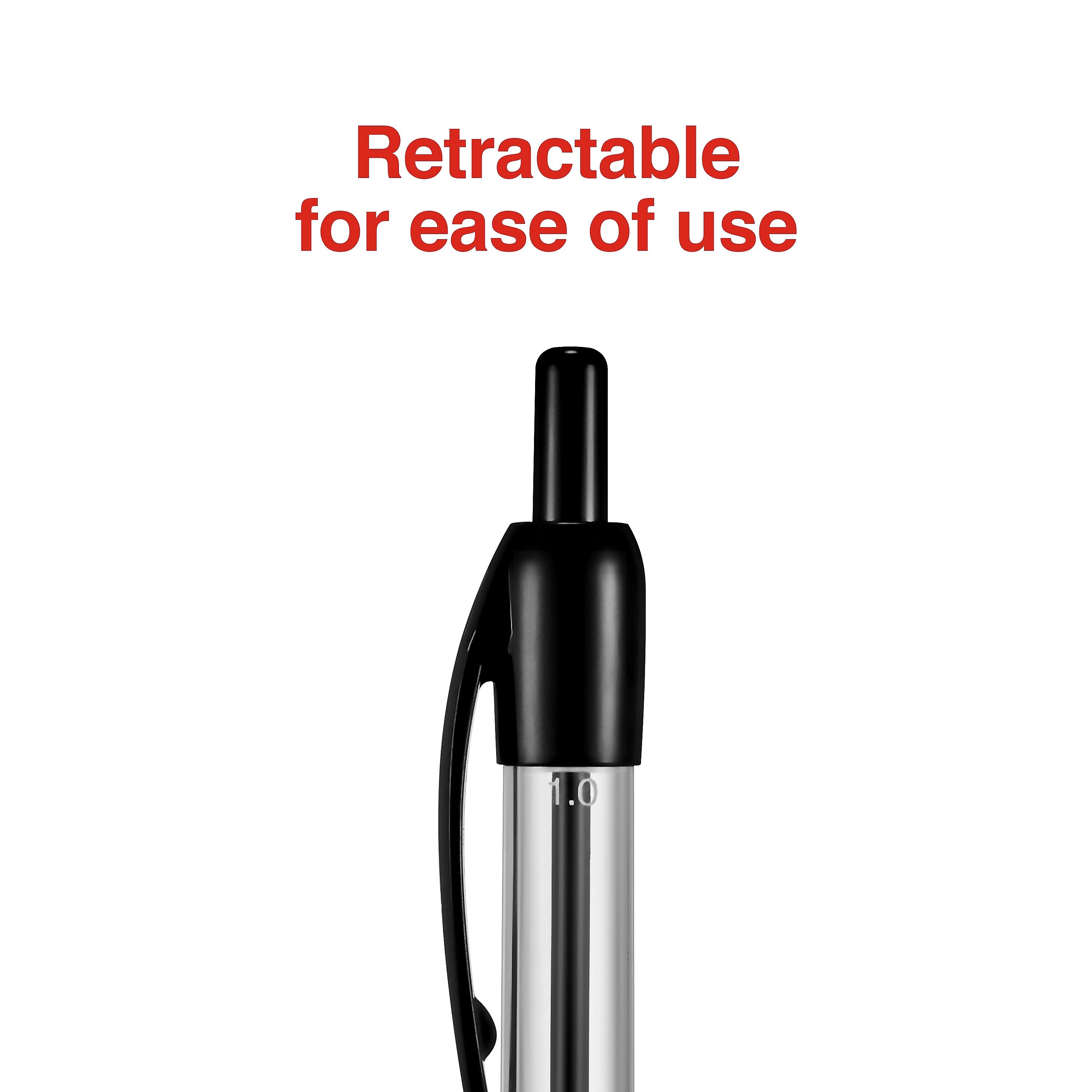 Staples® Retractable Ballpoint Pen, Medium Point, 1.0mm, Black Ink, Dozen