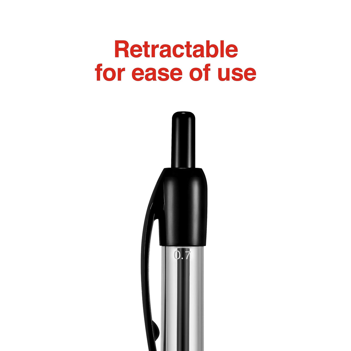 Staples® Retractable Ballpoint Pens, Fine Point, 0.7mm, Black Ink, Dozen