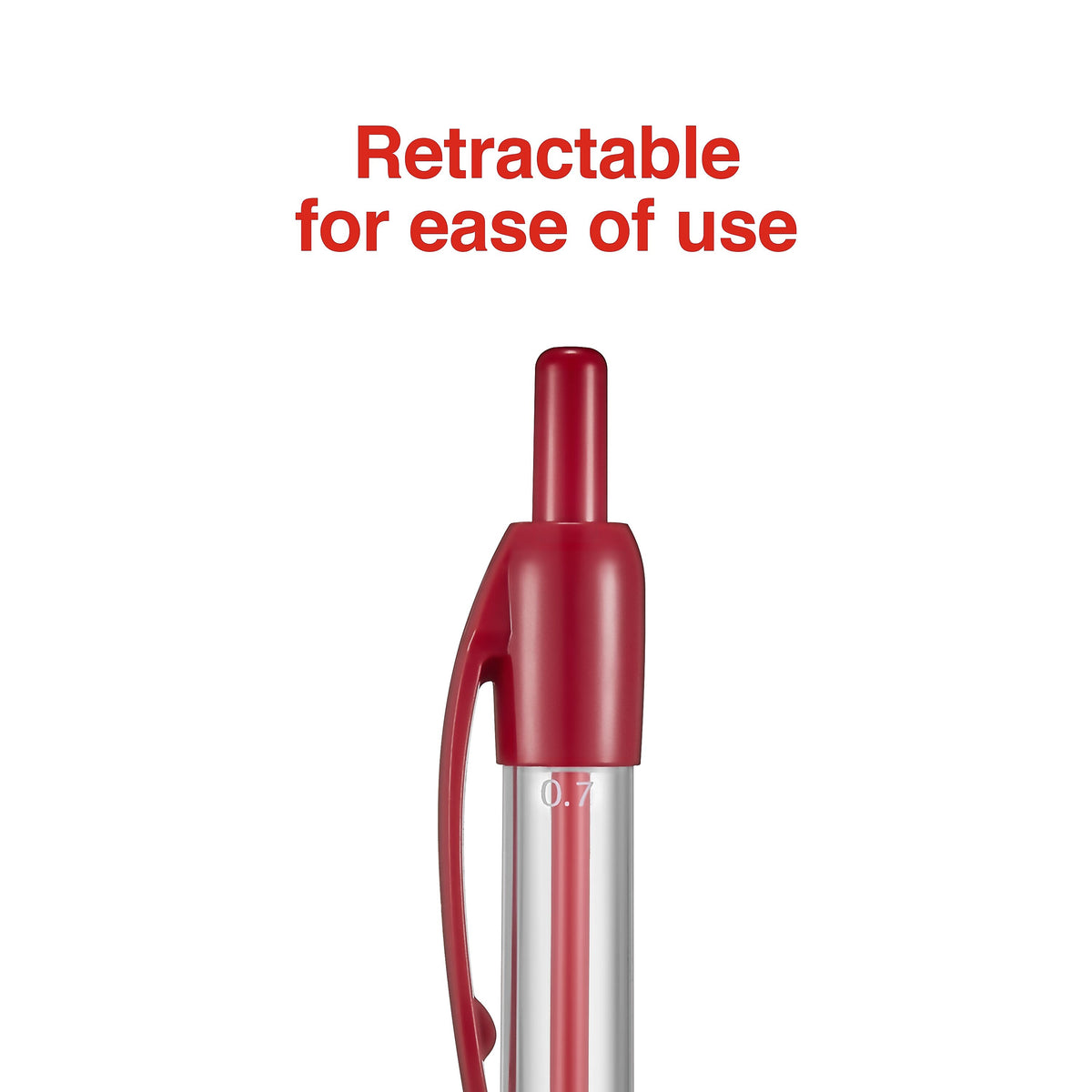 Staples Retractable Ballpoint Pens, Fine Point, Red Ink, Dozen