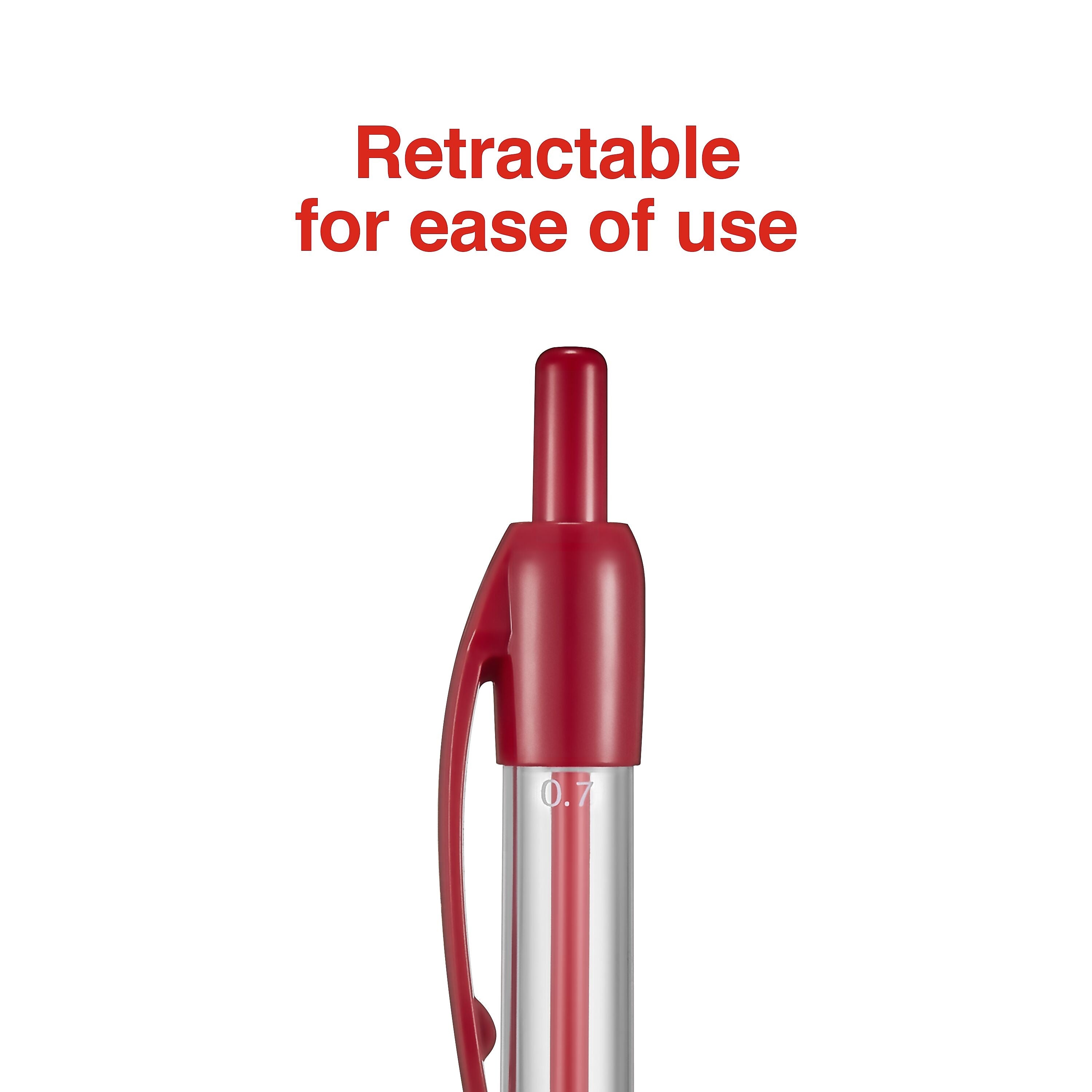 Staples Retractable Ballpoint Pens, Fine Point, Red Ink, Dozen