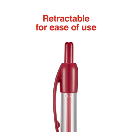 Staples Retractable Ballpoint Pens, Fine Point, Red Ink, Dozen