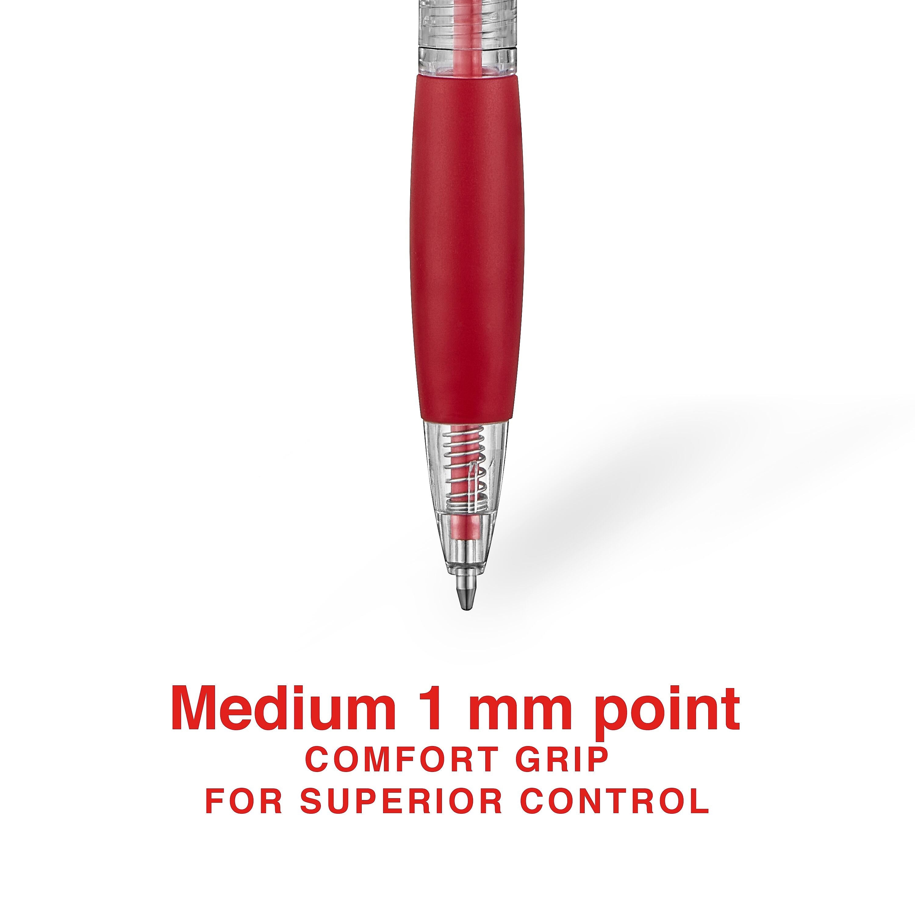 Staples Retractable Ballpoint Pens, Medium Point, Red Ink, Dozen