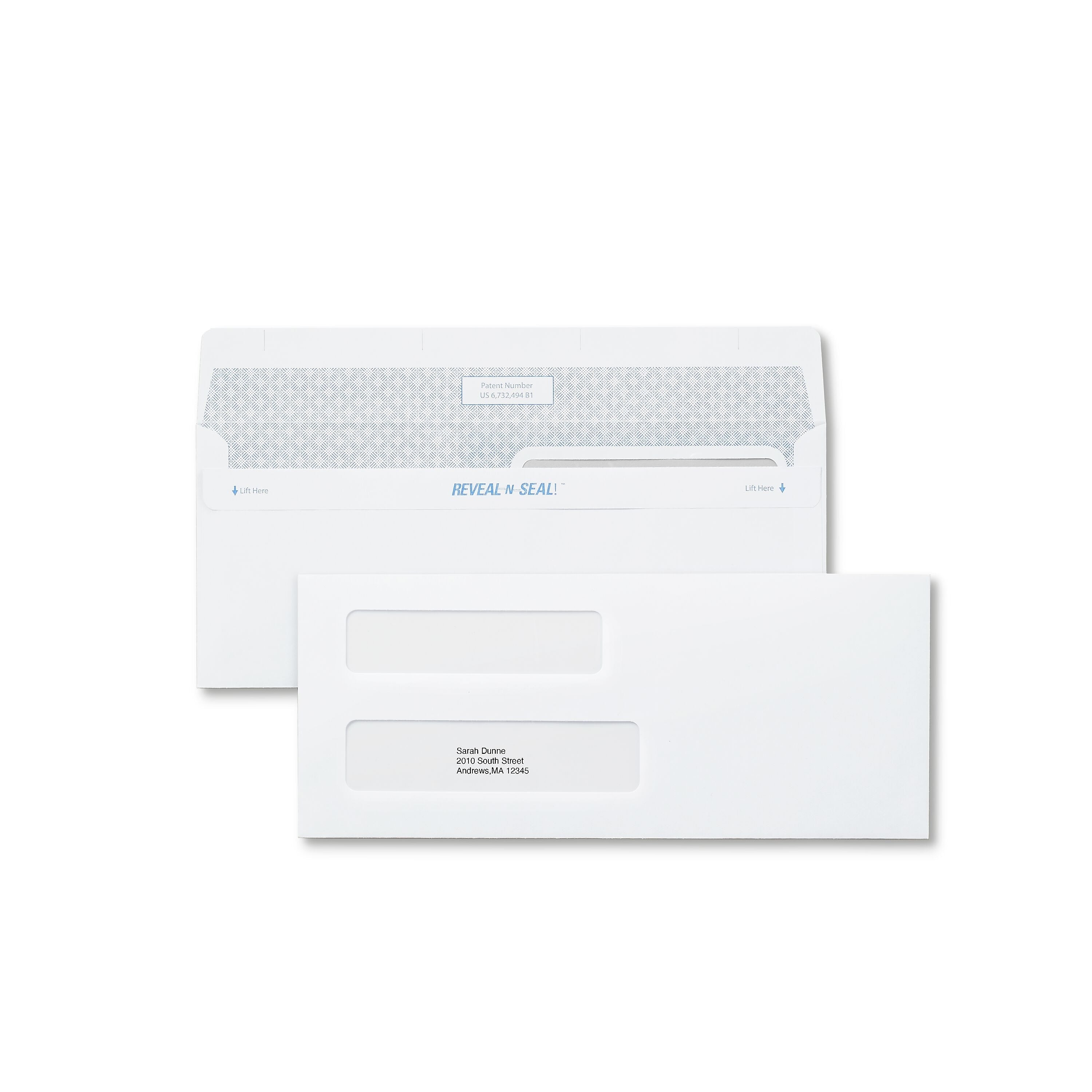 Staples Reveal-N-Seal Security Tinted #8 Business Envelopes, 3 5/8" x 8 5/8", White, 500/Box