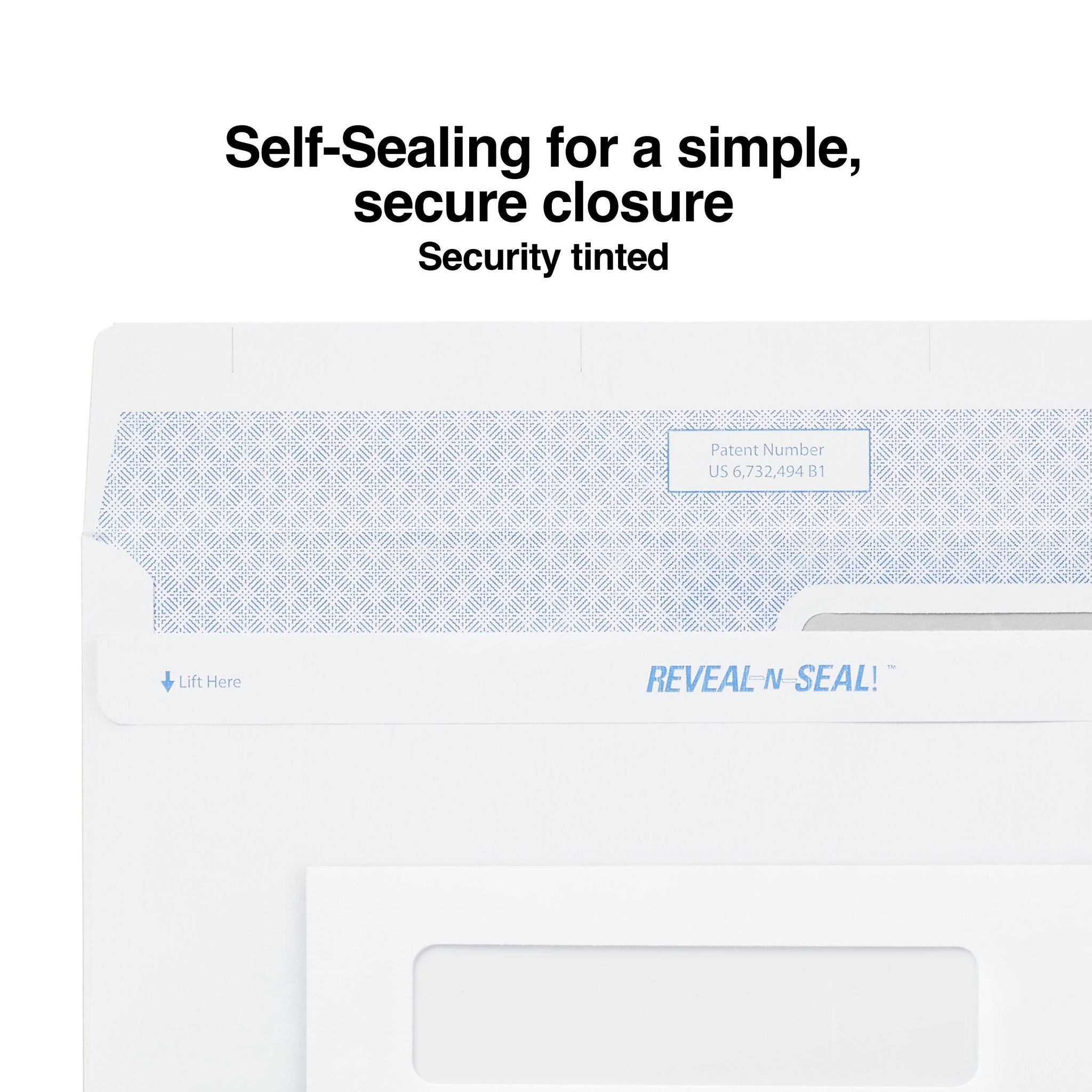Staples Reveal-N-Seal Security Tinted #8 Business Envelopes, 3 5/8