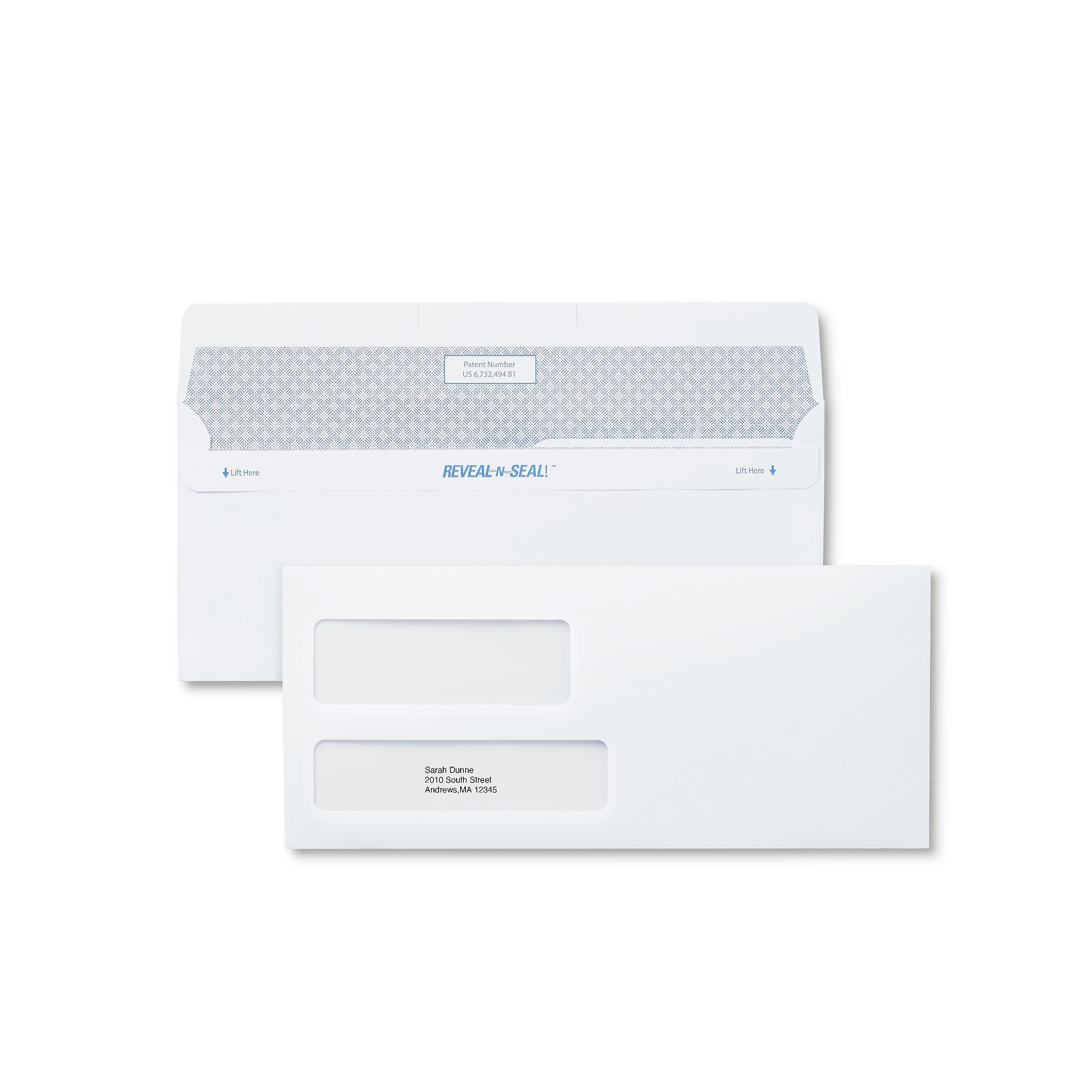 Staples Reveal-N-Seal Security Tinted #9 Business Envelopes, 3 7/8