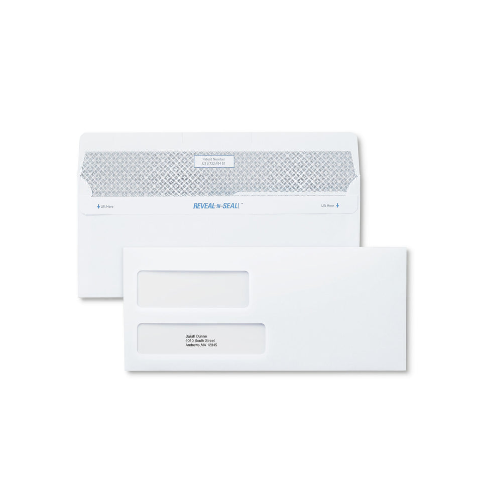 Staples Reveal-N-Seal Security Tinted #9 Business Envelopes, 3 7/8" x 8 7/8", White, 500/Box