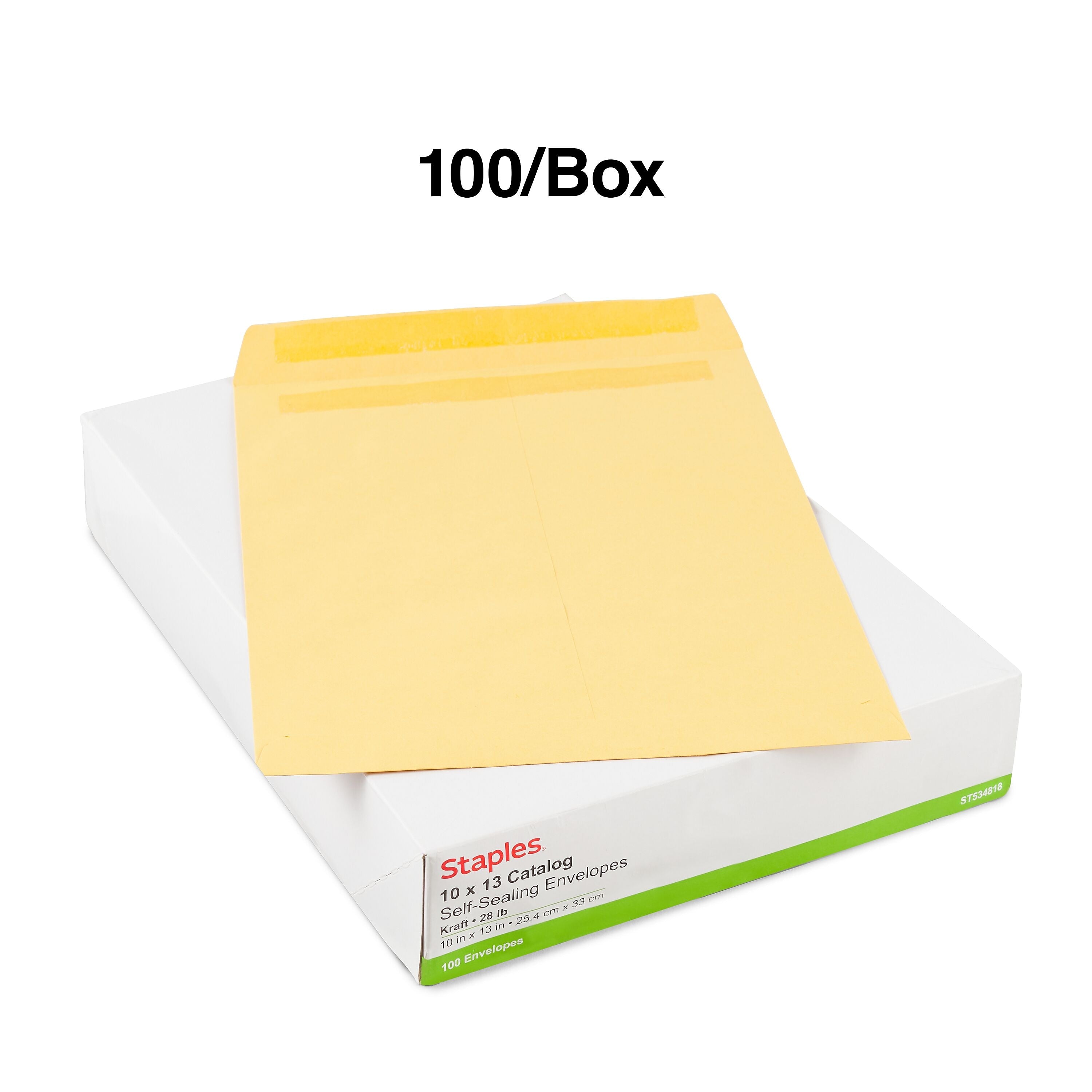 Staples Self Seal Catalog Envelopes, 10"L x 13"H, Brown, 100/Box