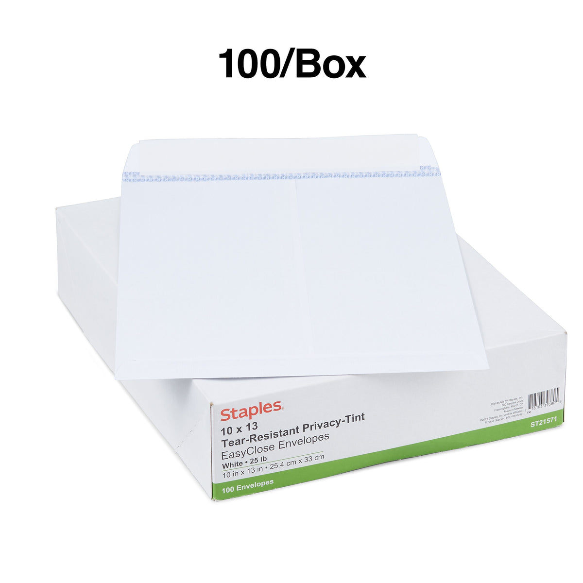 Staples Self Seal Catalog Envelopes, 10"L x 13"H, White, 100/Box